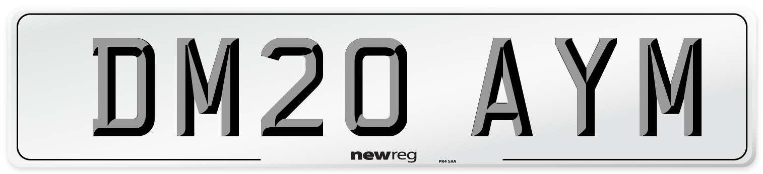 DM20 AYM Number Plate from New Reg